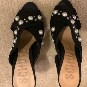 Schutz Black Pearl Mules